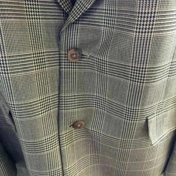 Vintage Hart Schaffner & Marx Brown Plaid Wool Suit Blazer Size 44L - Picture 2 of 11